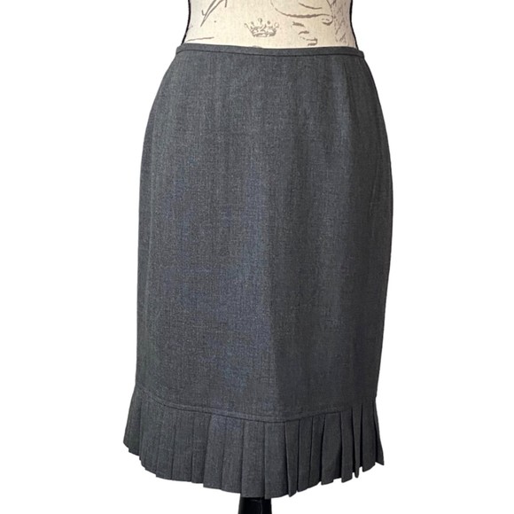 Tahari Pleated Ruffle Hem Skirt Lined Black/Gray Size 6 - Picture 2 of 5